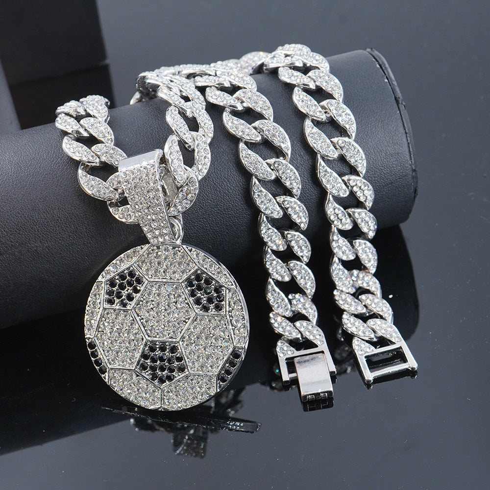 Men's Diamond Football Pendant Necklace – Hip-Hop Style Men's Iced Out Football Pendant Necklace Hip-Hop Jewelry BTEN