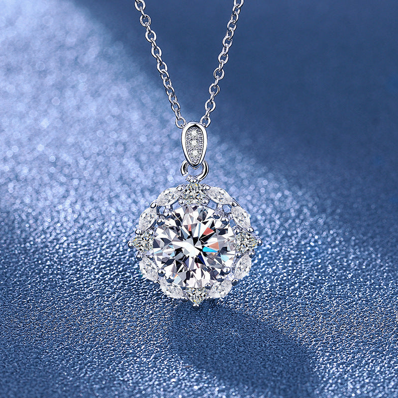 Women's Silver Crystal Flower Jewelry Set – 4 Pieces