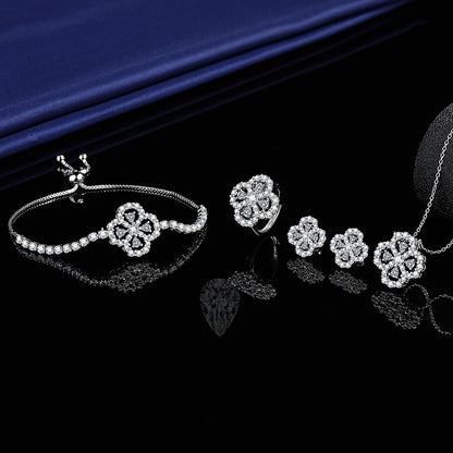 BTEN Luxury Flower Jewelry Set – Necklace, Earrings, Ring & Bracelet