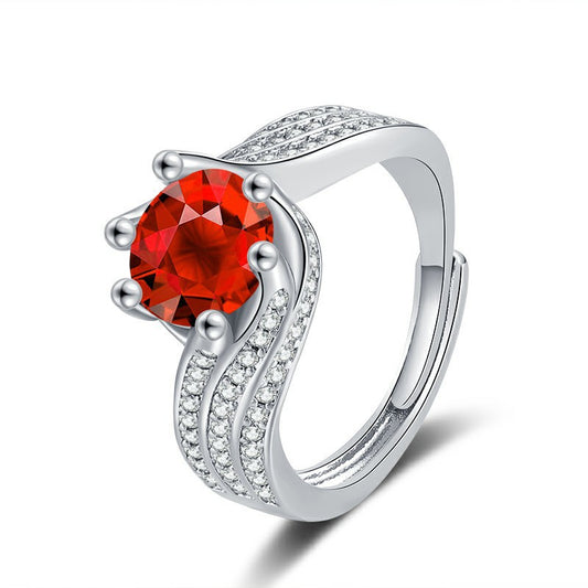 Luxury Silver Crystal Ring – 925 Sterling Silver | Adjustable