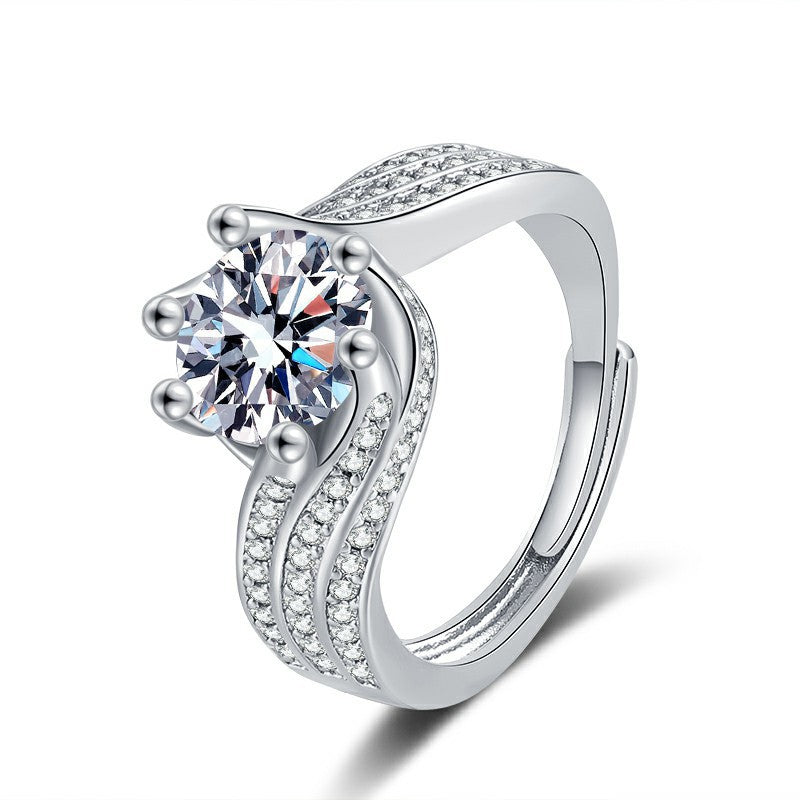 Luxury Silver Crystal Ring – 925 Sterling Silver | Adjustable