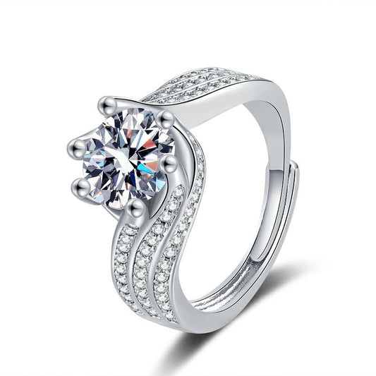Luxury Silver Crystal Ring – 925 Sterling Silver | Adjustable