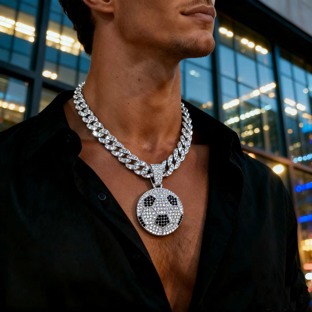 Men's Diamond Football Pendant Necklace – Hip-Hop Style Men's Iced Out Football Pendant Necklace Hip-Hop Jewelry BTEN