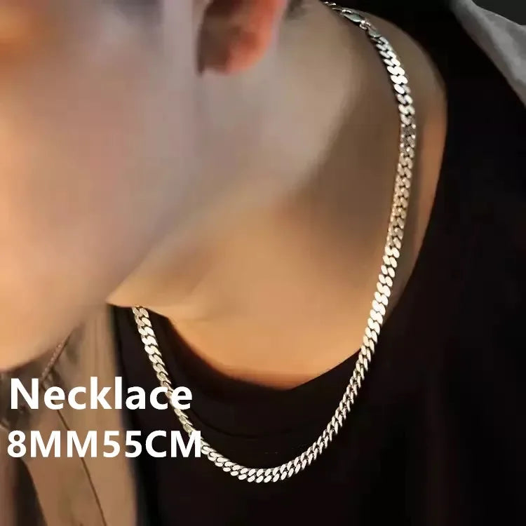 Men's 925 Sterling Silver 8MM Cuban Link Necklace – Premium Finish